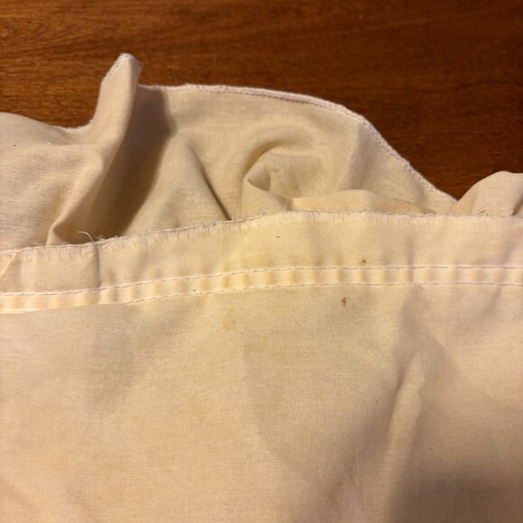 Vintage pillowcase cottagecore embroidered heart cream ruffle rosette - Picture 7 of 12